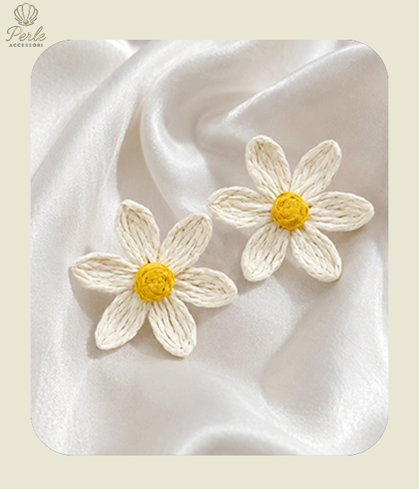 گوشواره حصیری تابستانه طرح بابونه
