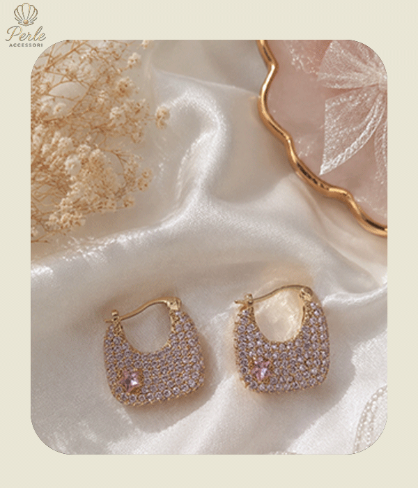 گوشواره طرح کیف فول نگین